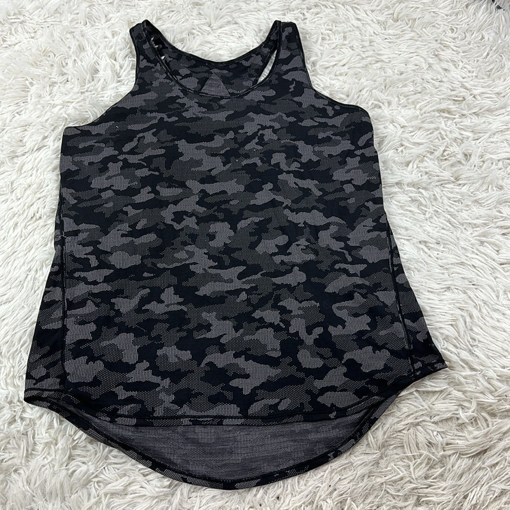 Lululemon Essential Tank *Pleated Heritage Camo Jacquard Black Lunar Rock